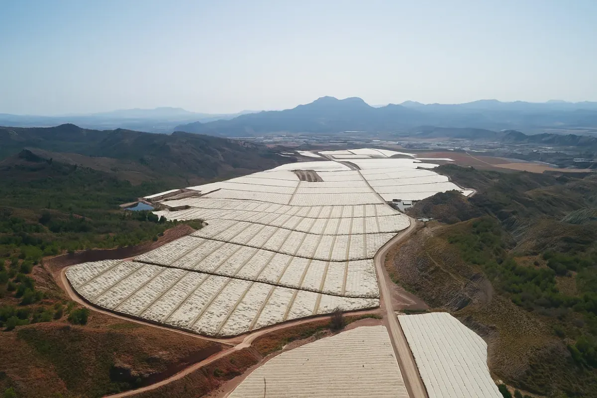 Iš paukščio skrydžio nufotografuotas didžiulis MOYCA vynuogynas įsikūręs tarp Ispanijos kalnų.